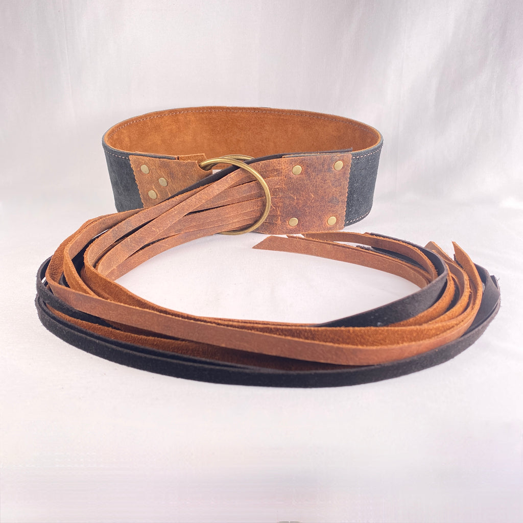 HERITAGE LEATHER FRINGE BELT ベージュ 1027 Texas Star Ranger Style Basket-Weave Full Grain Leather